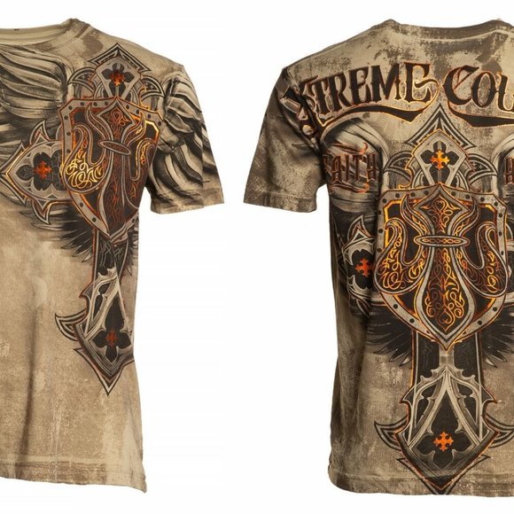 Maglietta Uomo Xtreme Couture By Affliction Artillery, Gotica, Maniche Corte, 100% Cotone, Nera - 2